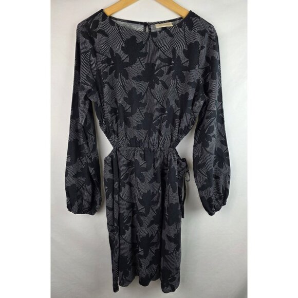 Universal Threads Women's Dress Size Medium Black Floral Linen Long Sleeve Dress - Picture 2 of 14